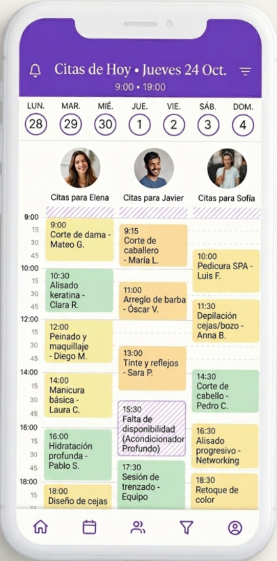 Agenda de bee-calendar en la app móvil